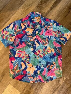 Tommy Bahama Multicolor Tropical Leaf Short-Sleeve Button-Down